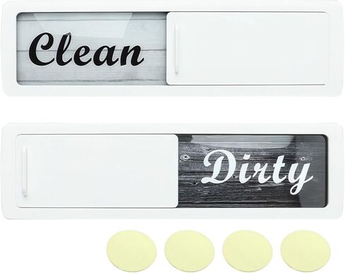 قطعتان من لافتة Clean Dirty لغسالات الأطباق، أكريليك ذو وجهين مع تصميم خشبي محبب، 7 × 2 × 0.2 بوصة in Kuwait