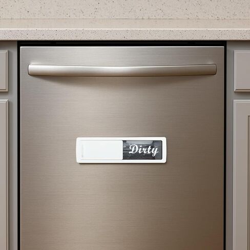 قطعتان من لافتة Clean Dirty لغسالات الأطباق، أكريليك ذو وجهين مع تصميم خشبي محبب، 7 × 2 × 0.2 بوصة in Kuwait