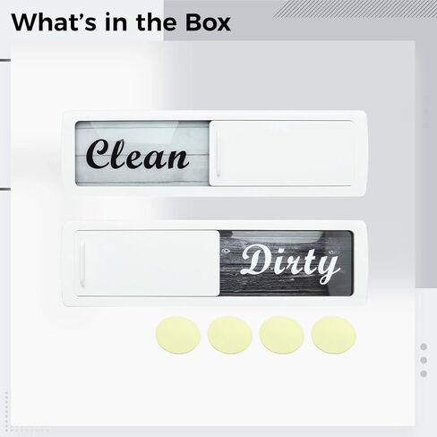 قطعتان من لافتة Clean Dirty لغسالات الأطباق، أكريليك ذو وجهين مع تصميم خشبي محبب، 7 × 2 × 0.2 بوصة in Kuwait