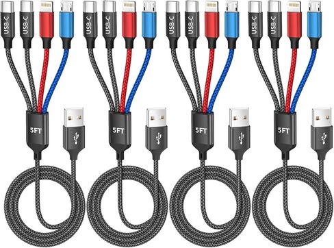كابل شحن متعدد الشحن [2pack 4ft] ، 3 في 1 كابل شحن USB-A متعدد الشاحن ، سلك الشاحن متعدد الشاحن مع Type-C ، منفذ USB Micro و IP لجهاز iPhone 16/15 Serial in Kuwait