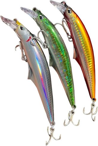 3pcs Sinking Bass Fishing Lures Saltwater Long Casting Laser Minnow Fishing Baits Hard Lure Fishing Kits Accessories (AH in Kuwait