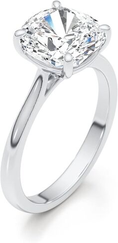 2-3 Carat Cushion/Round/Emerald/Radiant Cut Moissanite Engagement Statement Wedding Band Ring for Women in 14k White Gold (D-E, VS1, 3 CTW) Anniversary Promise Ring Size 4.5 to 11 in Kuwait