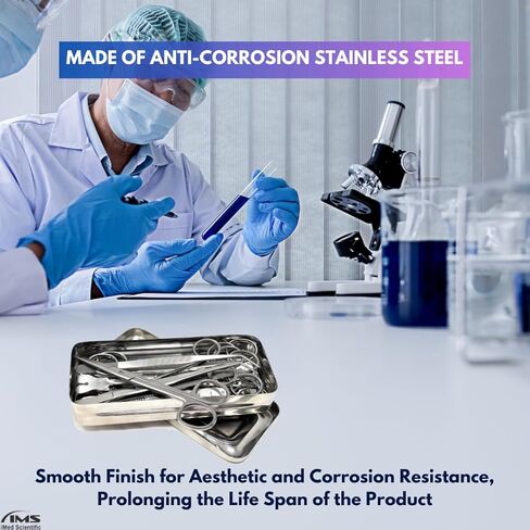 Multi-function Stainless Steel Instrument Box with Lid & Holes Solid Container Storage Tray for Lab Instrument Supplies to Arrange, Transfer, Hold, Organize - 8"L x 4"W x 2"H in Kuwait