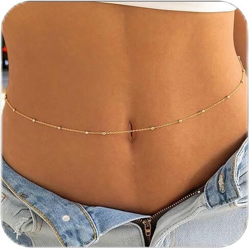 VIROMY Waist Chains for Women, 2PCS 18K Gold/Silver Plated Body Chains for the Waist Gold Adjustable Sexy Bikini Belly Chain Jewelry for Women in Kuwait