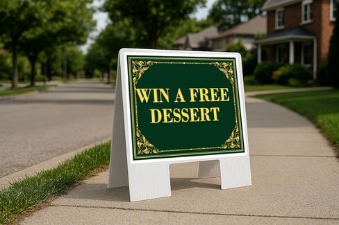 Win A Free Dessert St. Patrick'S Day Irish Clover Fancy Gold Directional Arrows A-Frame Double Sided 23x23 in. sign in Saudi Arabia