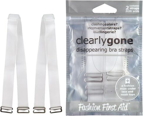 Clearly Gone: Invisible Clear Bra Straps Wide (20 mm), Quality Metal Hooks, 1 Pair in Kuwait