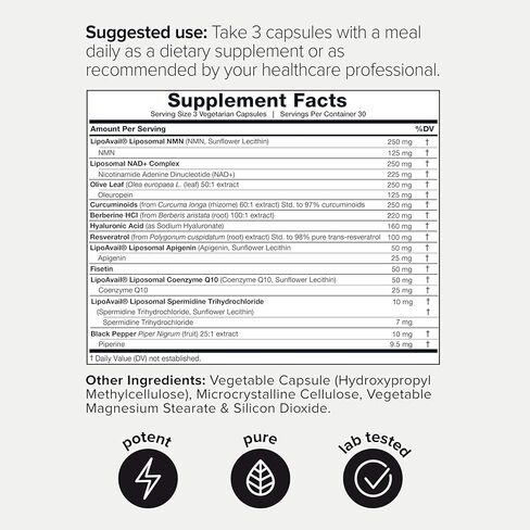 Toniiq NMN 12-in-1 Complex – 5 Liposomal Ingredients NMN, NAD+, CoQ10, Spermidine & Apigenin for Enhanced Absorption – Plus Resveratrol, Fisetin, Berberine & More – 90 Vegetarian Capsules in Saudi Arabia