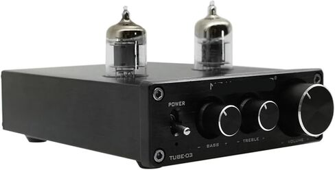 TUBE-03 Mini HiFi Audio Preamplifier 6K4 Tube Amplifier Buffer Treble Bass Adjustment Preamplifier Silver in Saudi Arabia