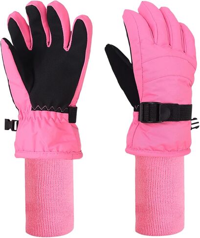 Boy's Girl's Kid's Ski Snow Gloves (Pink, XS) in Kuwait