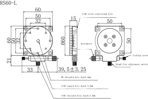 Motorized Rotary Positioning Stage RS60-L Manual Rotary Slide, Rotary Gauge Shifting Table, R-axis Adjustment, high-Precision Micrometer fine-Tuning, Load: 29.4N in Kuwait