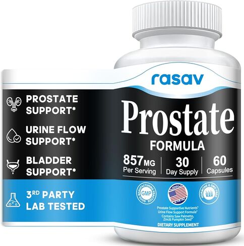 راساف مكمل صحة البروستاتا للرجال مع البلميط المنشاري والبيجيوم والقراص وبذور اليقطين، مانع DHT - يساعد على دعم صحة المسالك البولية ووظيفة البروستاتا، 60 كبسولة in Kuwait