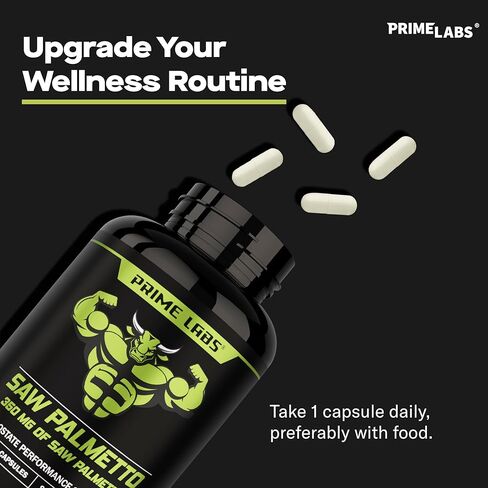 Prime Labs Saw Palmetto for Men - Prostate & Urinary Health Supplement, Hair Loss Support, DHT Blocker - 20:1 High-Potency 350mg of Saw Palmetto Extract per Serving - 90 Capsules / 90-Day Supply in Saudi Arabia