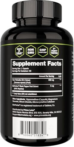 Prime Labs Saw Palmetto for Men - Prostate & Urinary Health Supplement, Hair Loss Support, DHT Blocker - 20:1 High-Potency 350mg of Saw Palmetto Extract per Serving - 90 Capsules / 90-Day Supply in Saudi Arabia