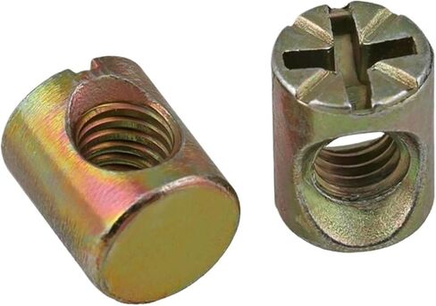 Barrel nut, Barrel Furniture 5/10/20/50pcs M6 M8 Cross Dowel Slotted Fittings for Beds Horizontal Hole Nut Hammer Embedded(5pcs,M6x12(Slotted Iron)) in Saudi Arabia