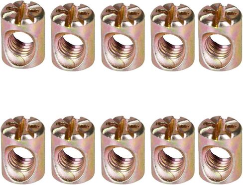 Barrel nut, Barrel Furniture M6 Cross Dowel Horizontal Hole Nut Hammer Embedded for Beds Crib Wood Chairs Zine Iron(M6 (10Pcs),12mm) in Saudi Arabia