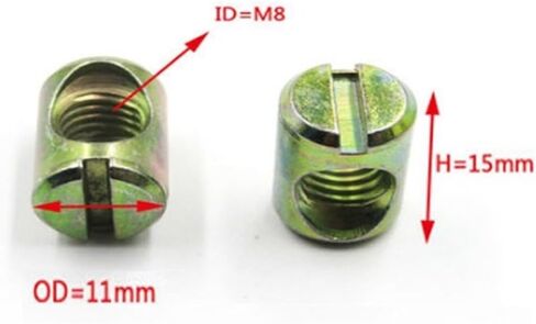 Barrel nut, Barrel Furniture 5/10pcs M4 M5 M6 M8 Color Zinc Female Hammer Bolt Slotted for Horizontal Hole Nut(Slotted M8x15mm5pcs) in Saudi Arabia