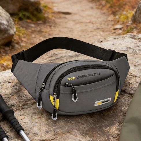 1 Piece Gray Waterproof Fanny Pack for Men, Multi-Compartment Crossbody Waist Bag, with Adjustable Strap, for Daily Commute, Work, Travel in Saudi Arabia