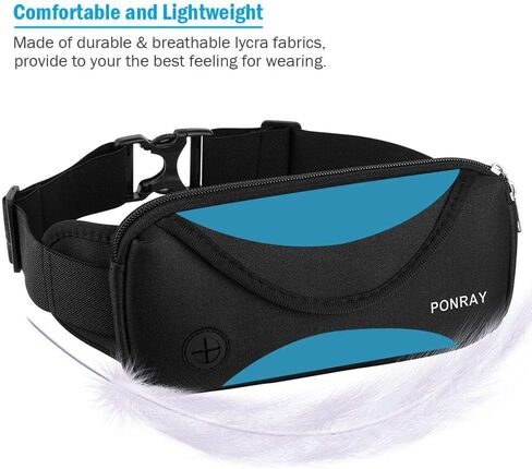 حزام خصر للجري، مقاوم للماء، حامل هاتف للعدائين، حقيبة فاني للرجال والنساء، الجري والركض والمشي لمسافات طويلة وتمارين اللياقة البدنية iPhone Xs Max 8 7 Plus، أسود-أزرق in Kuwait