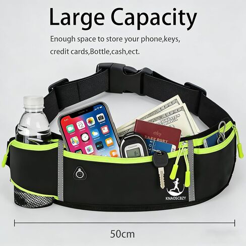 4 Pocket Running Belt for Men & Women, Fanny Pack for All Cell iPhone,Gym, Marathon, Cycling Workout in Saudi Arabia
