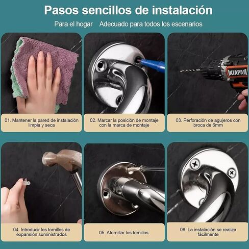 مقبض دش Kikumi، مقبض حمام من السيليكون المقاوم للصدأ 304 غير قابل للانزلاق لكبار السن وكبار السن والمعاقين والحوامل in Kuwait