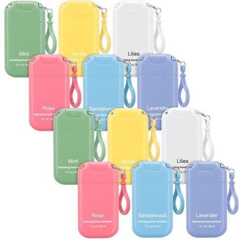 12 Pack Mini Hand Sanitizer Spray with Keychain Hand Sanitizer Mist Travel Size Bulk for Gym Purse Backpack Scented Moisturizing Hydrating Thank You Appreciation Gift for Employee Coworker Teacher in Saudi Arabia
