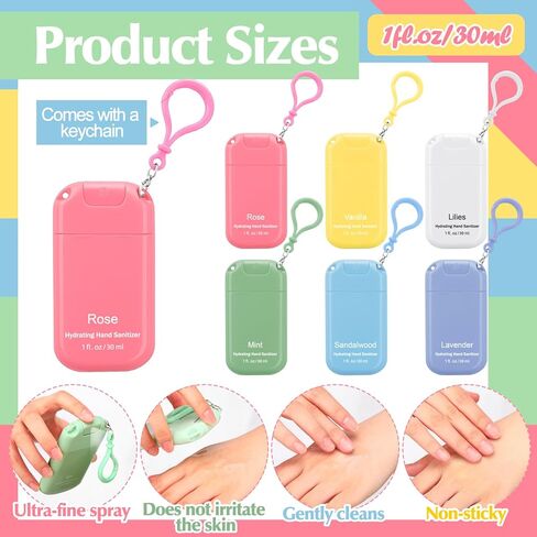 12 Pack Mini Hand Sanitizer Spray with Keychain Hand Sanitizer Mist Travel Size Bulk for Gym Purse Backpack Scented Moisturizing Hydrating Thank You Appreciation Gift for Employee Coworker Teacher in Saudi Arabia
