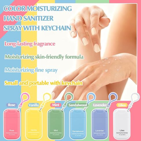 12 Pack Mini Hand Sanitizer Spray with Keychain Hand Sanitizer Mist Travel Size Bulk for Gym Purse Backpack Scented Moisturizing Hydrating Thank You Appreciation Gift for Employee Coworker Teacher in Saudi Arabia