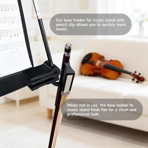 حامل قوس لحامل الموسيقى مع مشبك قلم رصاص - منظم خطاف قابل للطي للكمان والفيولا والتشيلو والباس، وشماعات الكمان in Kuwait