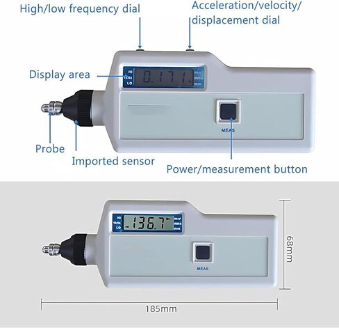 Handheld Digital Vibration Meter Engine Vibration Tester, Measures Velocity, Displacement and Acceleration, for Mechanical Manufacturing in Saudi Arabia