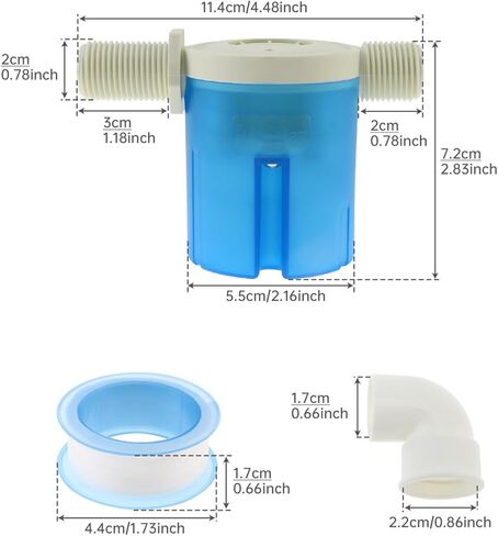 Water Float Valve, 2 Pack 1/2" Automatic Water Level Control Valve, NPT Male Inlet, Blue Float Valve for Water Tanks, Swimming Pools, Aquariums, Solar Powered, Internal Design in Kuwait