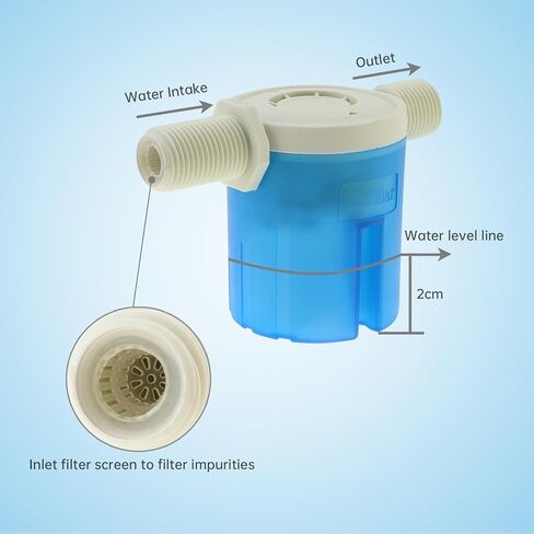Water Float Valve, 2 Pack 1/2" Automatic Water Level Control Valve, NPT Male Inlet, Blue Float Valve for Water Tanks, Swimming Pools, Aquariums, Solar Powered, Internal Design in Kuwait