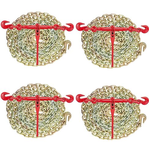 VEVOR سلسلة السقاطة الموثق 2PCS، 3/8 "-1/2" المجلدات تحميل الثقيلة، مع سلاسل G80 12000 رطل الحد الآمن للحمل، مقبض مضاد للانزلاق موفر للعمالة، ربط أسفل مجلدات سلسلة النقل لمقطورة شاحنة مسطحة in Kuwait