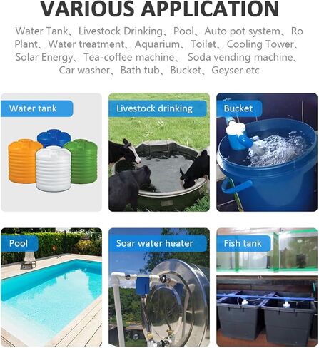 صمام الكرة العائمة 1/2 بوصة من البلاستيك الصغير الأوتوماتيكي للتحكم في مستوى المياه صمام تعويم مع ذراع قابل للتعديل لخزان المياه، وحوض مياه الماشية، وأحواض السمك، وتربية الأحياء المائية (عبوتان) in Kuwait