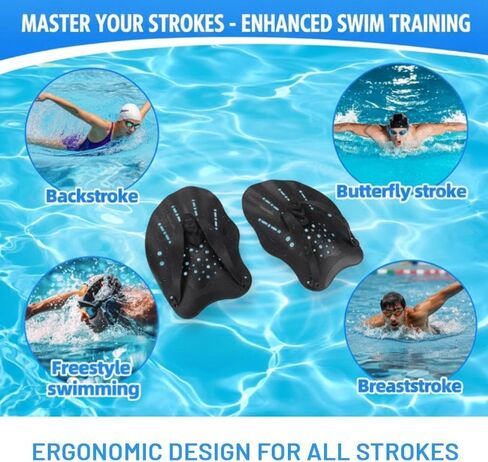 2 pcs Pro Swimming Hand Paddles - Enhance Strength & Speed, Ergonomic Design, Adjustable Straps in Kuwait