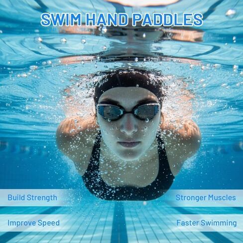 2 pcs Pro Swimming Hand Paddles - Enhance Strength & Speed, Ergonomic Design, Adjustable Straps in Kuwait