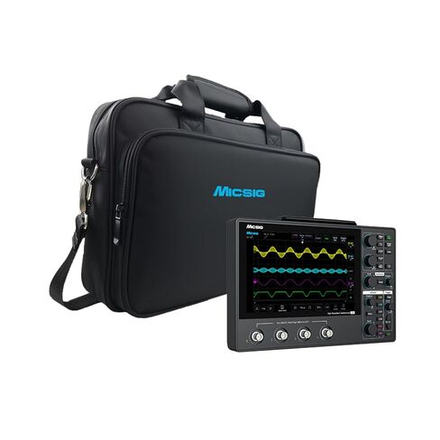 Micsig 12 بت راسم الذبذبات اللوحي عالي الدقة، راسم الذبذبات المحمول المحمول 100 ميجا هرتز عرض النطاق الترددي 4 قنوات تناظرية معدل أخذ العينات 1GSa/s، شاشة لمس عالية الدقة 8 بوصات وبطارية 16000 مللي أمبير في الساعة (مجموعة حقيبة يد MHO14-100N) in Kuwait