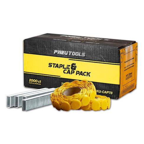 7/8" Staple & Cap Pack, 2,000 Count Plastic caps and Staples, PneuTools CAP78 in Kuwait