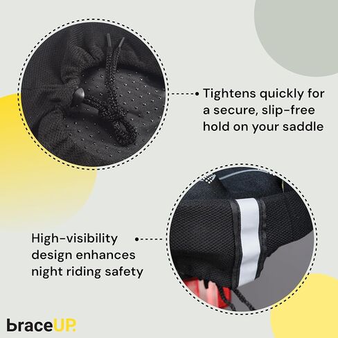 BraceUP Gel Bike Seat Cover for Women & Men, Padded Bicycle Seat Cushion with Extra Thick Silicone Sponge, Anti-Slip Design, for Stationary, Spin, and Indoor Cycling Bikes in Kuwait