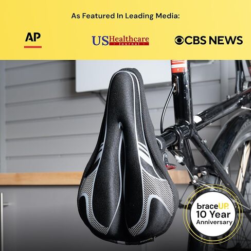 BraceUP Gel Bike Seat Cover for Women & Men, Padded Bicycle Seat Cushion with Extra Thick Silicone Sponge, Anti-Slip Design, for Stationary, Spin, and Indoor Cycling Bikes in Kuwait