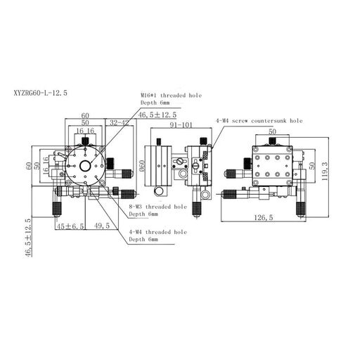 Manual fine-Tuning Rotary Slide Linear Lift XYZRG60-L in Kuwait