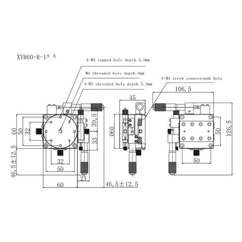 Increased Stroke Three-axis Displacement XYR60-R Manual Rotary Slide in Kuwait
