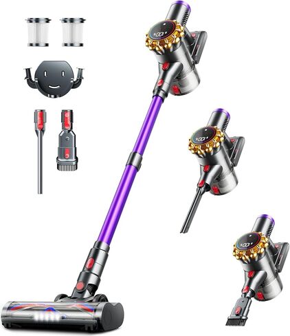 مكنسة كهربائية لاسلكية، مكنسة كهربائية مطورة بقدرة 550 وات 45 كيلو باسكال 60 دقيقة للمنزل، مكنسة كهربائية قائمة بذاتها مع شاشة LED، مكنسة كهربائية لاسلكية خفيفة الوزن مضادة للتشابك 8 في 1 لسجاد شعر الحيوانات الأليفة والأرضيات الصلبة in Kuwait