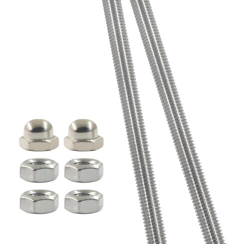 M6x250mm 304 Stainless Steel Fully Threaded Rod with Cap Nuts, Hex Nuts - Robust Corrosion-Resistant Metal Screw, Perfect for Industrial & Home Use (Pack of 4) in Kuwait