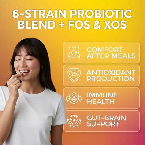 Balance Bloom Probiotics - 6 Strains Daily Synbiotic Supplement, Supports Digestive & Immune function, 750 Million CFU per Serving, Prebiotics (FOS & XOS), Gut-Brain Health, Shelf-stable, 120 Capsules in Saudi Arabia