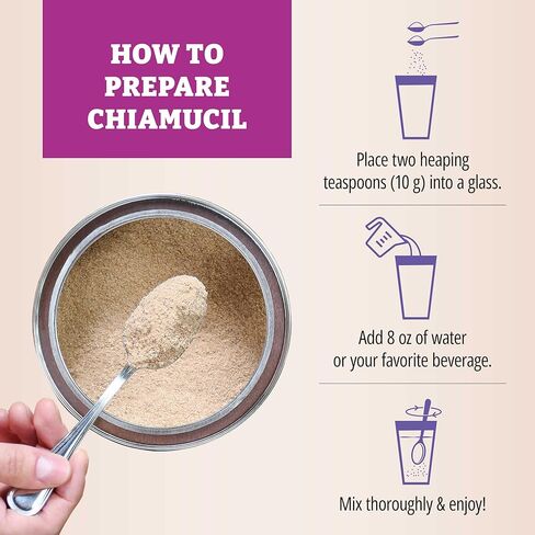 Chiamucil Prebiotic Chia Fiber Supplement Powder – For Appetite Control & Digestive Health – Chia Fiber & Chicory Root (Inulin) – Gluten & Sugar Free, Vegan, Non-GMO, Unflavored - 100 servings in Saudi Arabia
