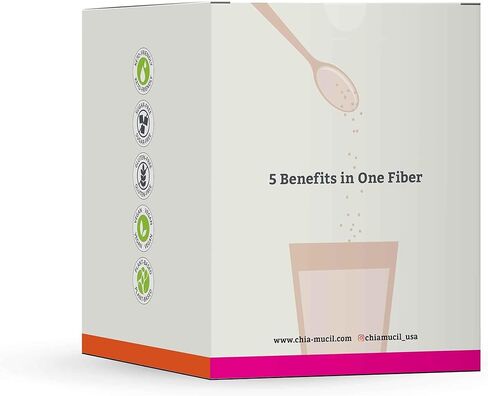 Chiamucil Prebiotic Chia Fiber Supplement Powder – For Appetite Control & Digestive Health – Chia Fiber & Chicory Root (Inulin) – Gluten & Sugar Free, Vegan, Non-GMO, Unflavored - 100 servings in Saudi Arabia