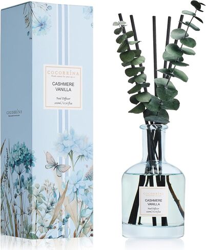 كوكورينا ريد ناشر-رائحة النعناع البرية وأوكالبتوس ، 6.76 أوقية الزيت العطري ، العطر طويل الأمد ، زجاجة زجاجية مزخرفة بأوراق حقيقية ، غرفة نوم أو ديكور للحمام in Kuwait