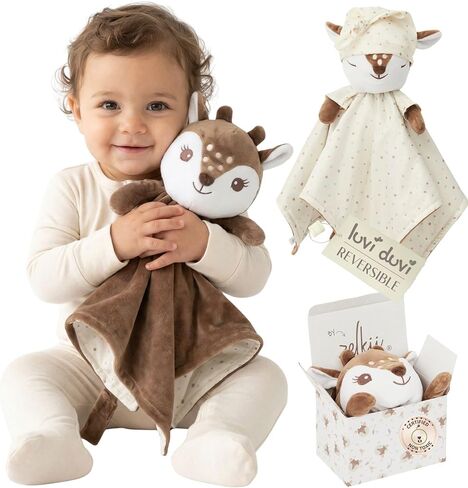 Loveys for Babies, Security Blanket for Babies, Baby Lovey for Girls and Boys, Lovies Exclusive Reversible Day and Night Design, Premium Quality, Deer Lovie. in Saudi Arabia