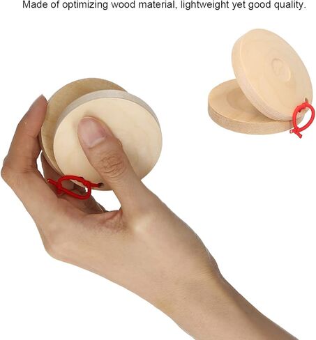 Round Wooden Clappers Wooden Clappers Finger Clip Instruments Classroom DIY Percussion Instruments Suitable for Children and Adults Smooth Texture with No Burrs One Pair in Saudi Arabia