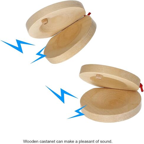 Round Wooden Clappers Wooden Clappers Finger Clip Instruments Classroom DIY Percussion Instruments Suitable for Children and Adults Smooth Texture with No Burrs One Pair in Saudi Arabia
